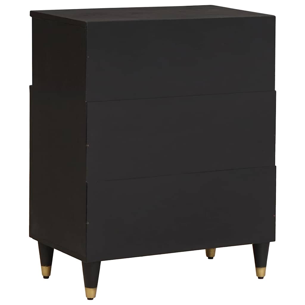 Credenza con porta Nero 60 x 33 x 75 cm Legno di mango massello | homemem39