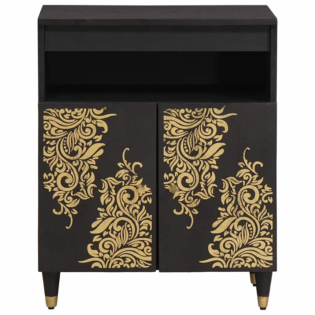 Credenza con porta Nero 60 x 33 x 75 cm Legno di mango massello | homemem39