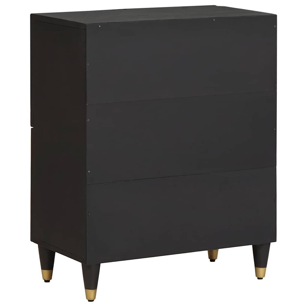 Credenza con porta Nero 60 x 33 x 75 cm Legno di mango massello | homemem39