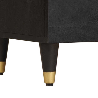 Credenza con porta Nero 80 x 33 x 75 cm Legno di mango massello | homemem39