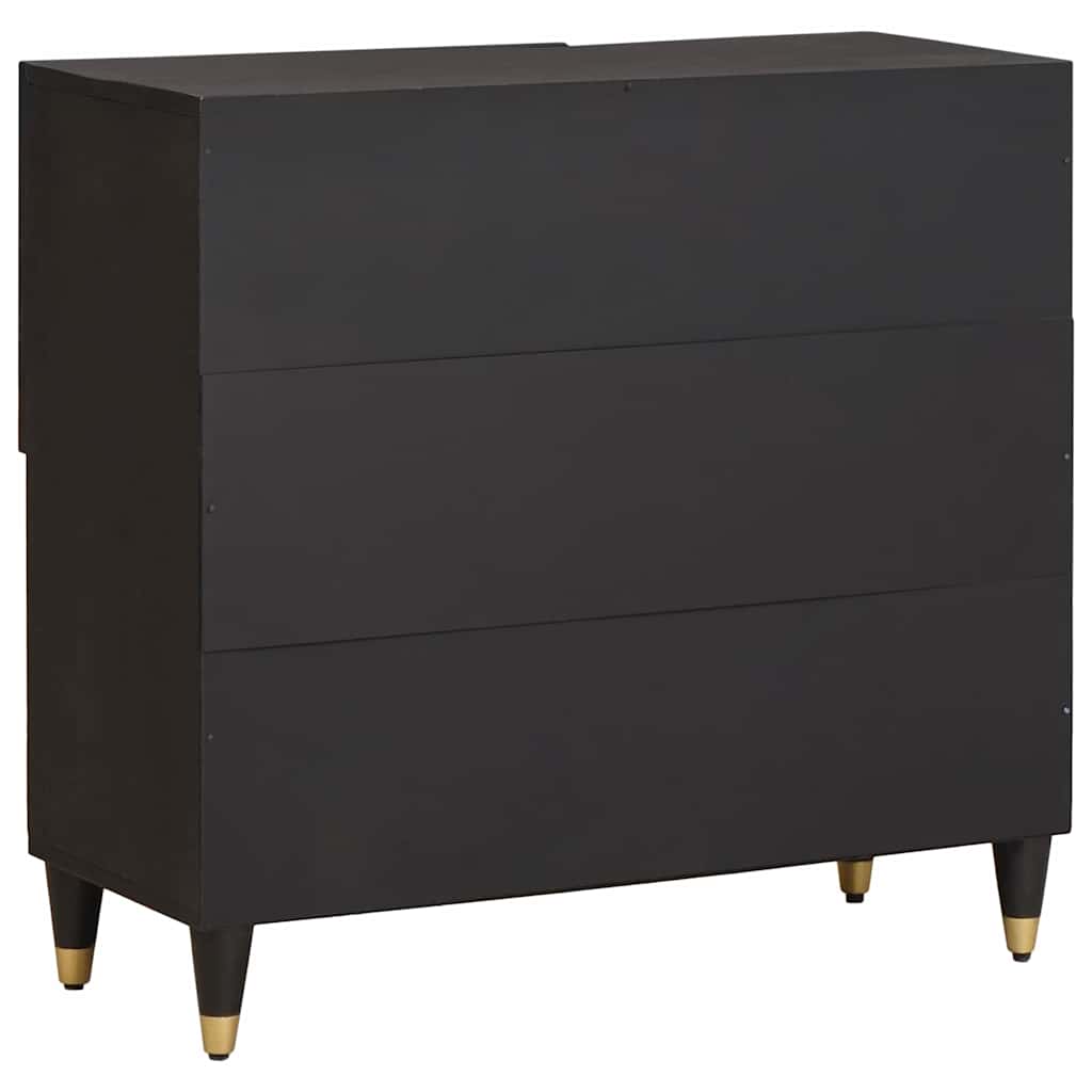 Credenza con porta Nero 80 x 33 x 75 cm Legno di mango massello | homemem39