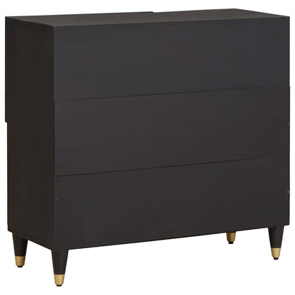 Credenza con porta Nero 80 x 33 x 75 cm Legno di mango massello | homemem39