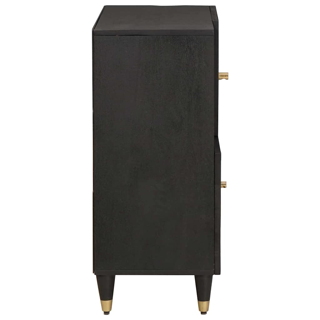 Credenza con porta Nero 80 x 33 x 75 cm Legno di mango massello