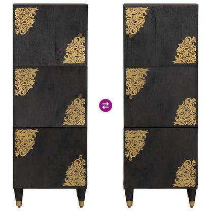 Credenza Nero 40 x 33 x 110 cm Legno di mango massello | homemem39