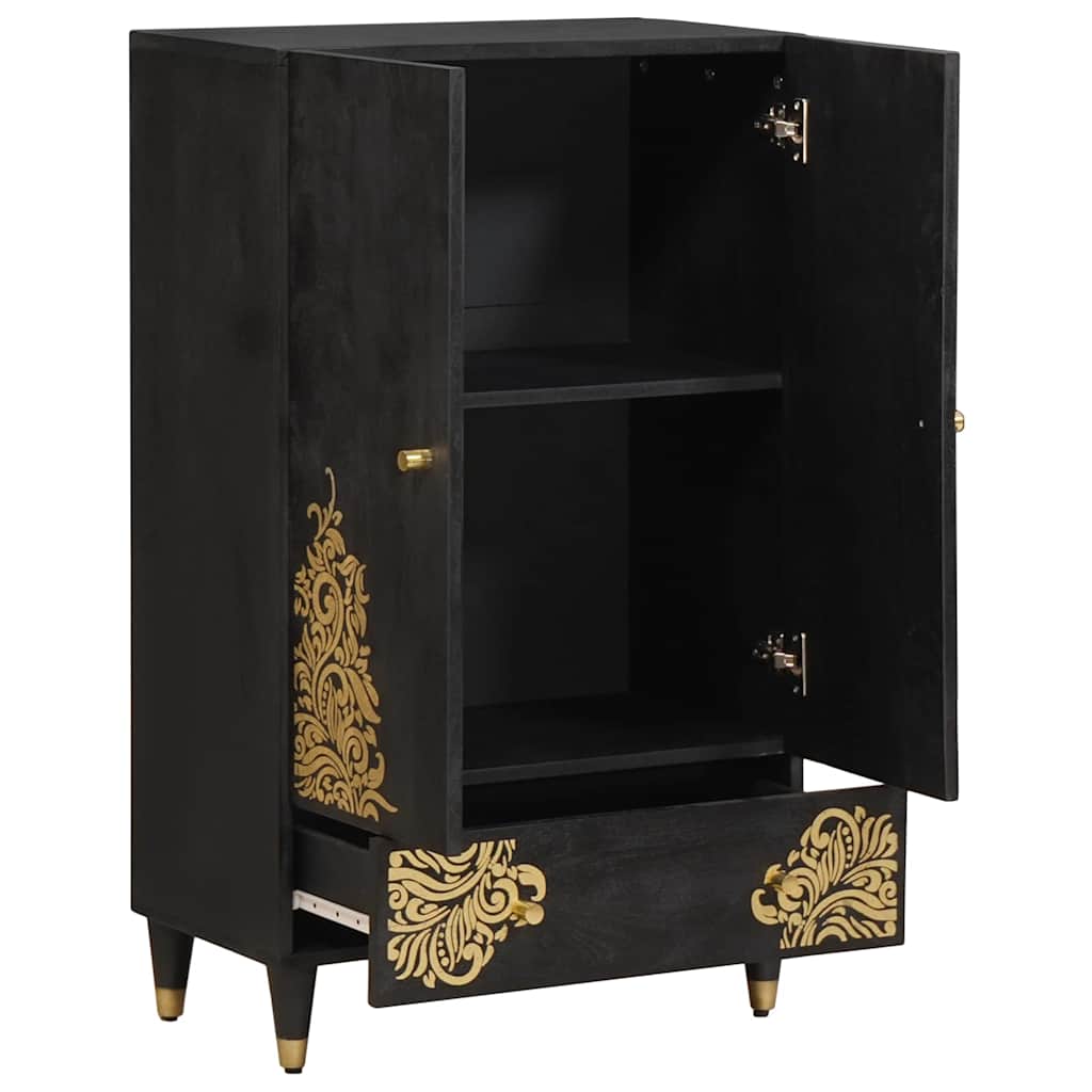 Credenza Nero 60 x 33 x 100 cm Legno di mango massello | homemem39
