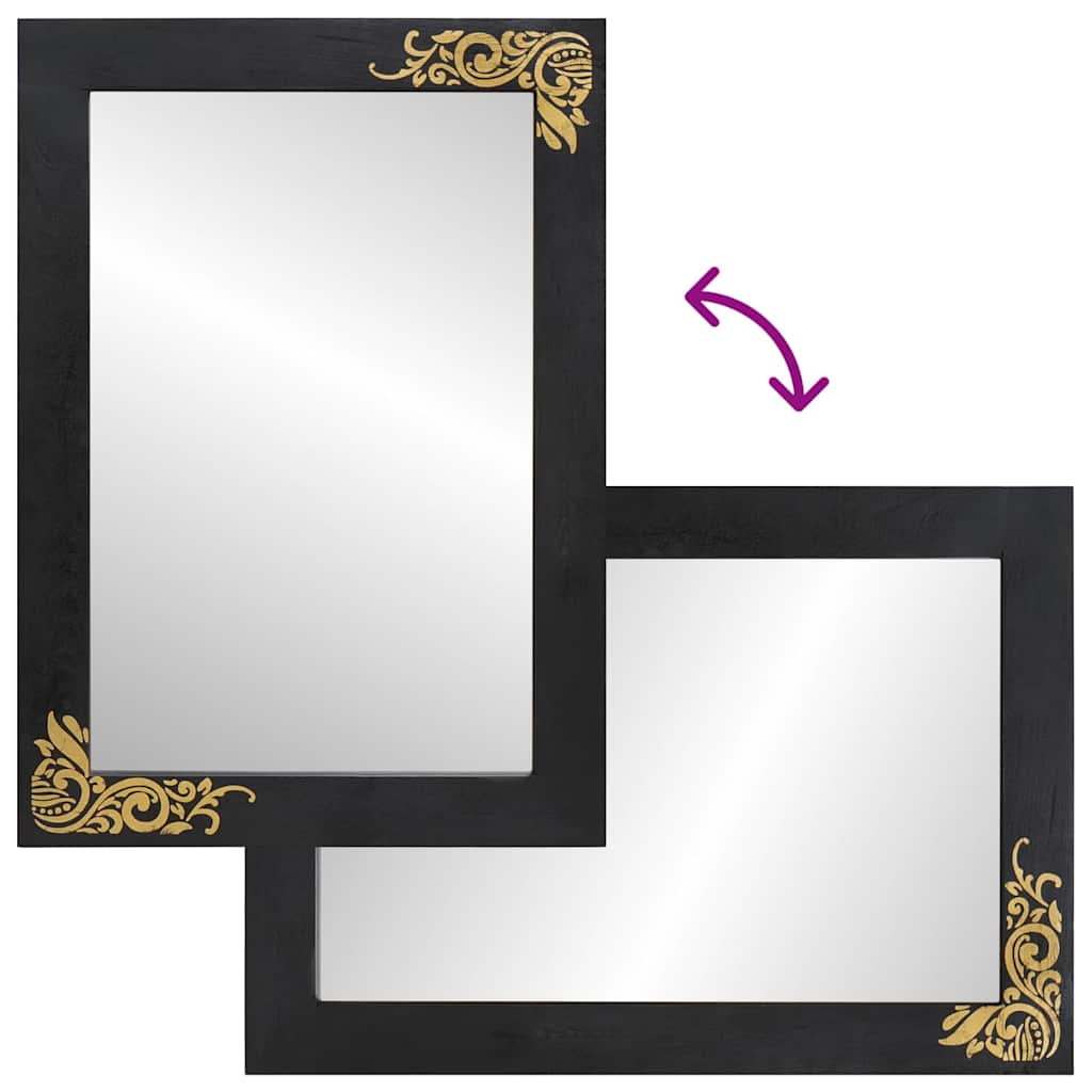 Specchio da bagno con specchio Nero e Argento 70 x 50 x 2,5 cm | homemem39