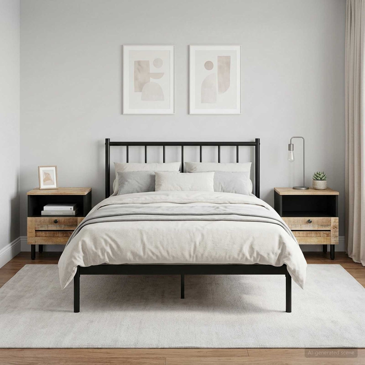 Comodino 2 pz Naturale 40 x 33 x 46 cm Legno di mango massello | homemem39