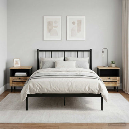 Comodino 2 pz Naturale 40 x 33 x 46 cm Legno di mango massello | homemem39