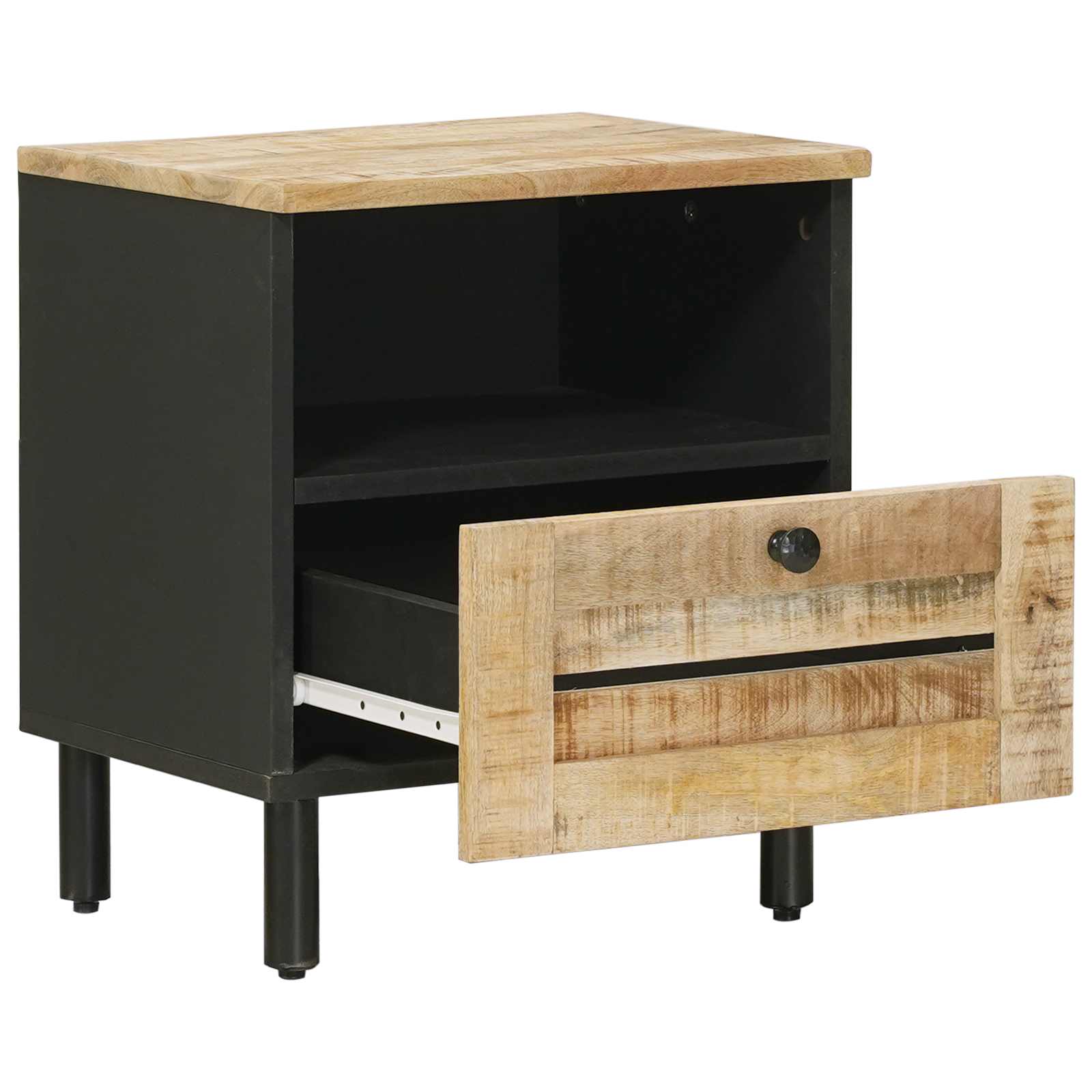 Comodino 2 pz Naturale 40 x 33 x 46 cm Legno di mango massello | homemem39