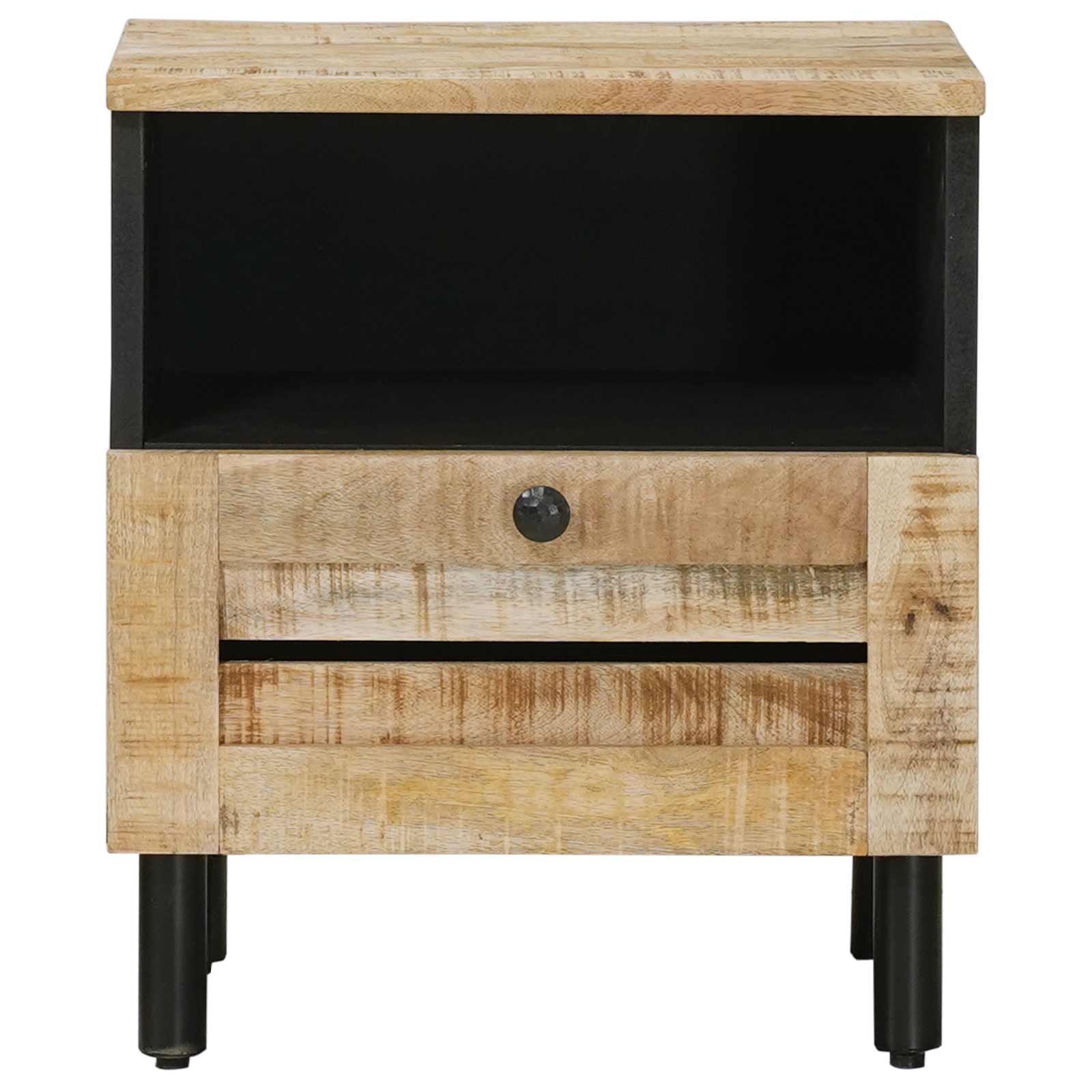 Comodino 2 pz Naturale 40 x 33 x 46 cm Legno di mango massello | homemem39