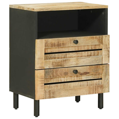 Comodino Marrone e Nero 50 x 33 x 60 cm Legno di mango massello | homemem39