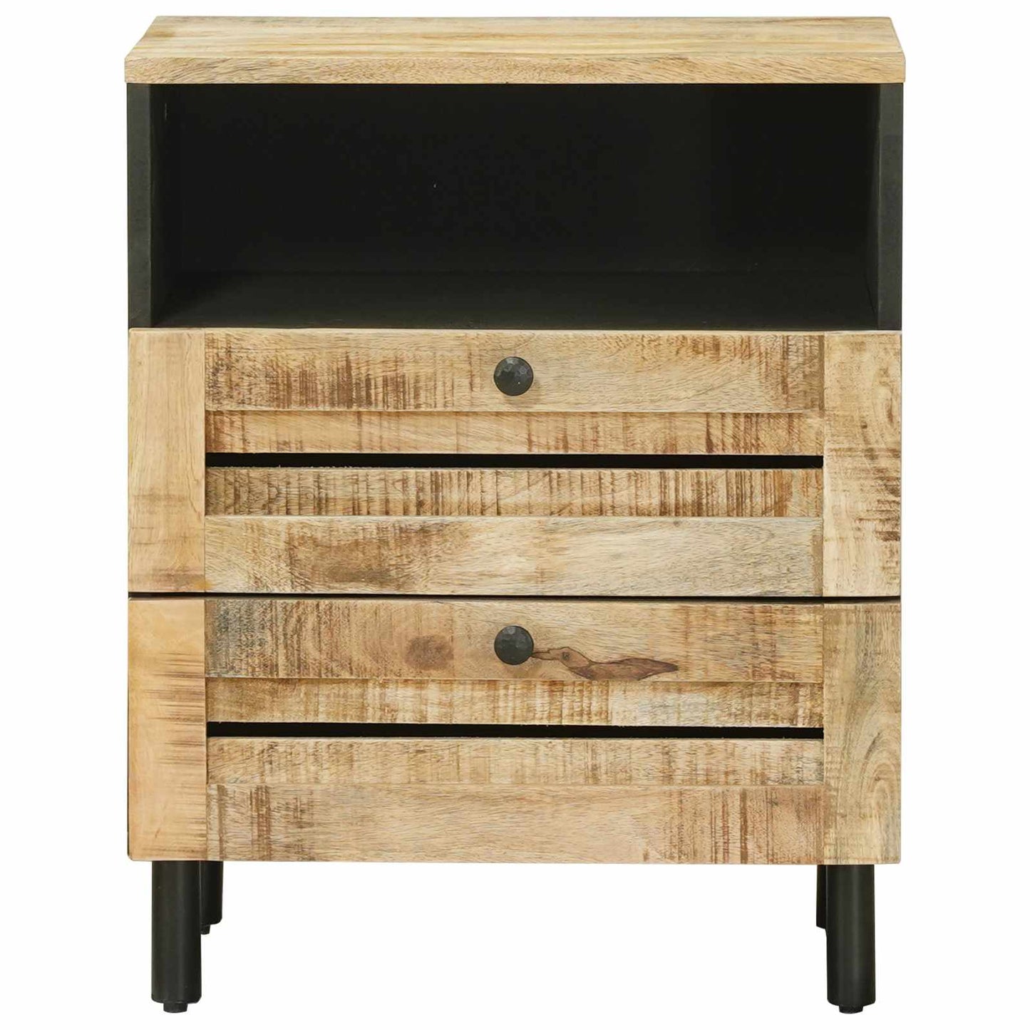 Comodino Marrone e Nero 50 x 33 x 60 cm Legno di mango massello | homemem39