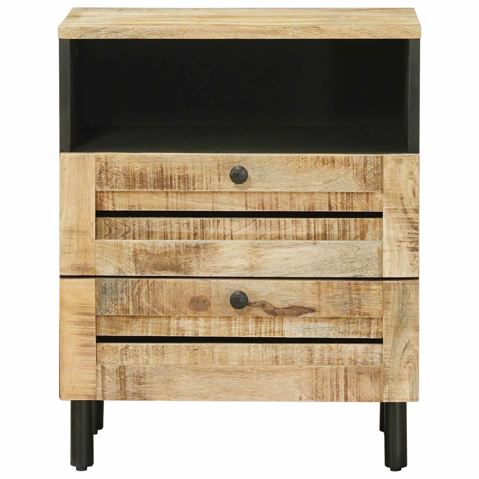 Comodino Marrone e Nero 50 x 33 x 60 cm Legno di mango massello | homemem39