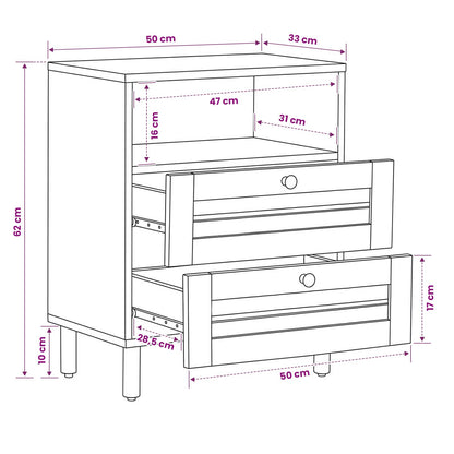Comodino Marrone e Nero 50 x 33 x 60 cm Legno di mango massello | homemem39