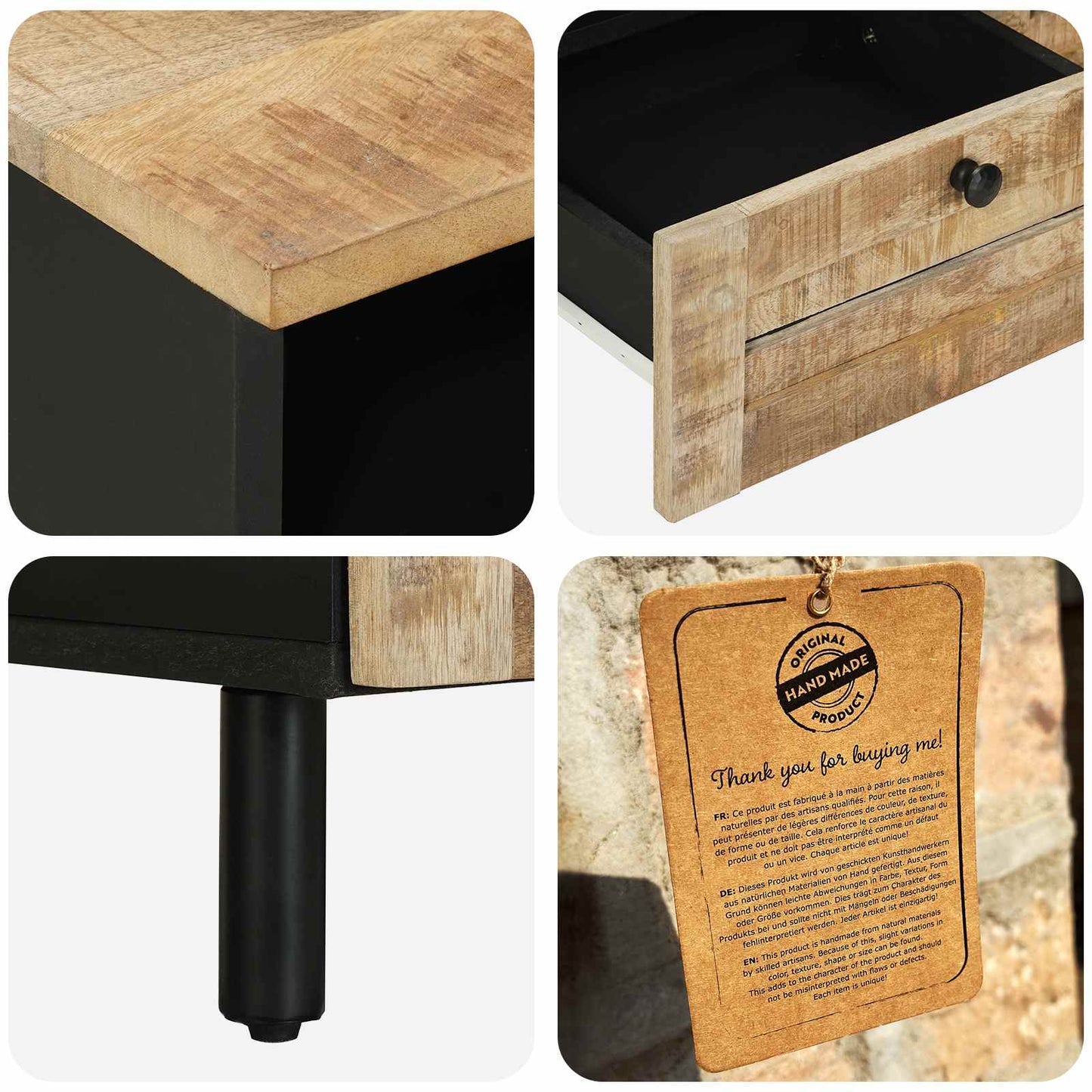 Tavolino da salotto Marrone e Nero 80 x 54 x 40 cm | homemem39
