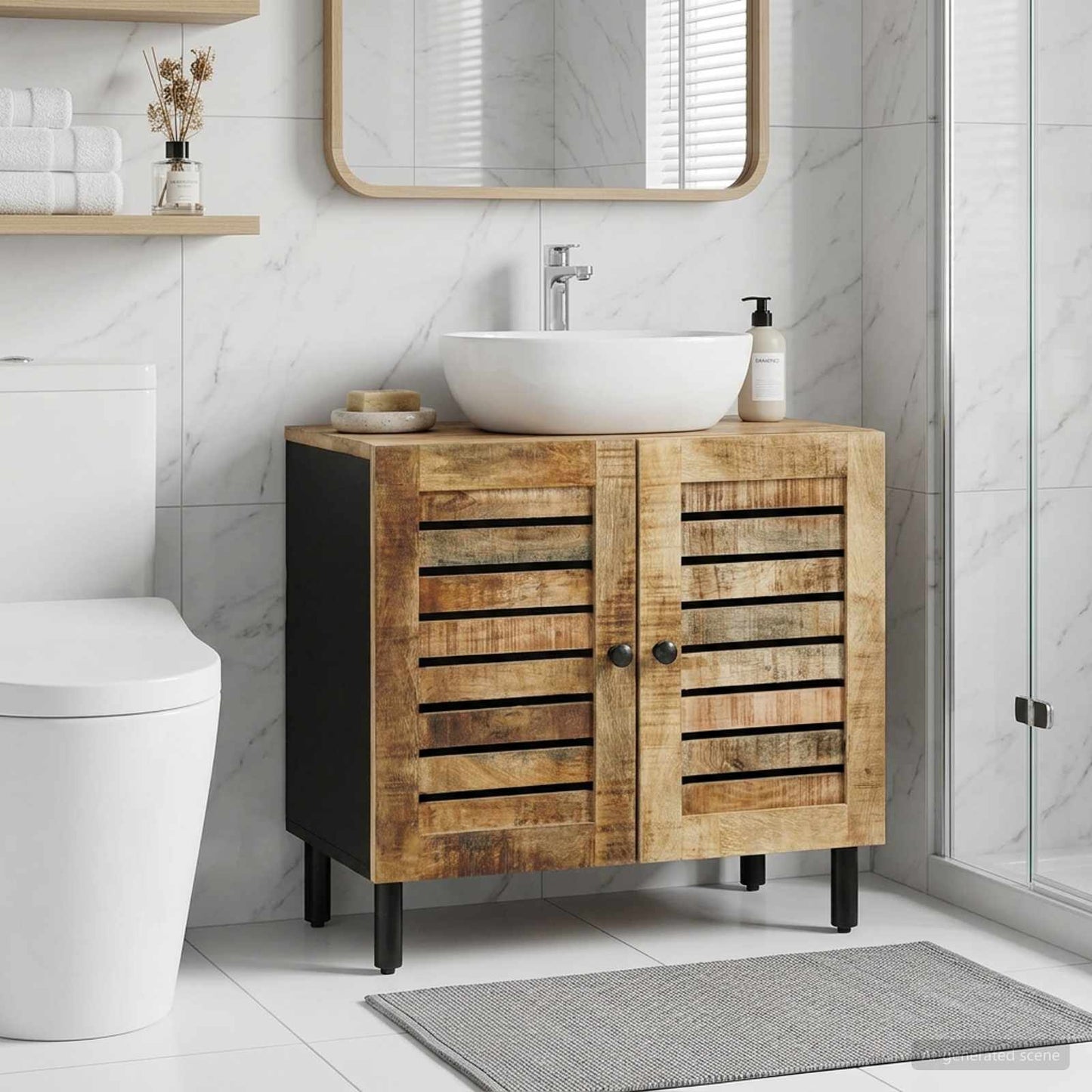 Armadio sottolavello con porta Marrone e Nero 62 x 33 x 58 cm | homemem39