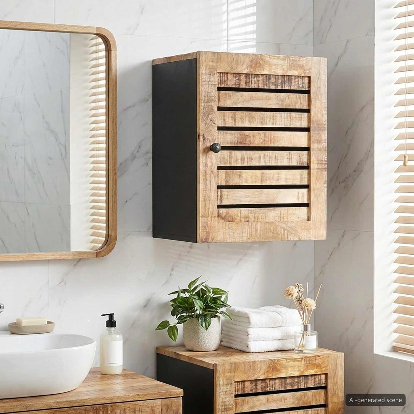 Armadio pensile con porta Marrone e Nero 38 x 33,5 x 48 cm | homemem39