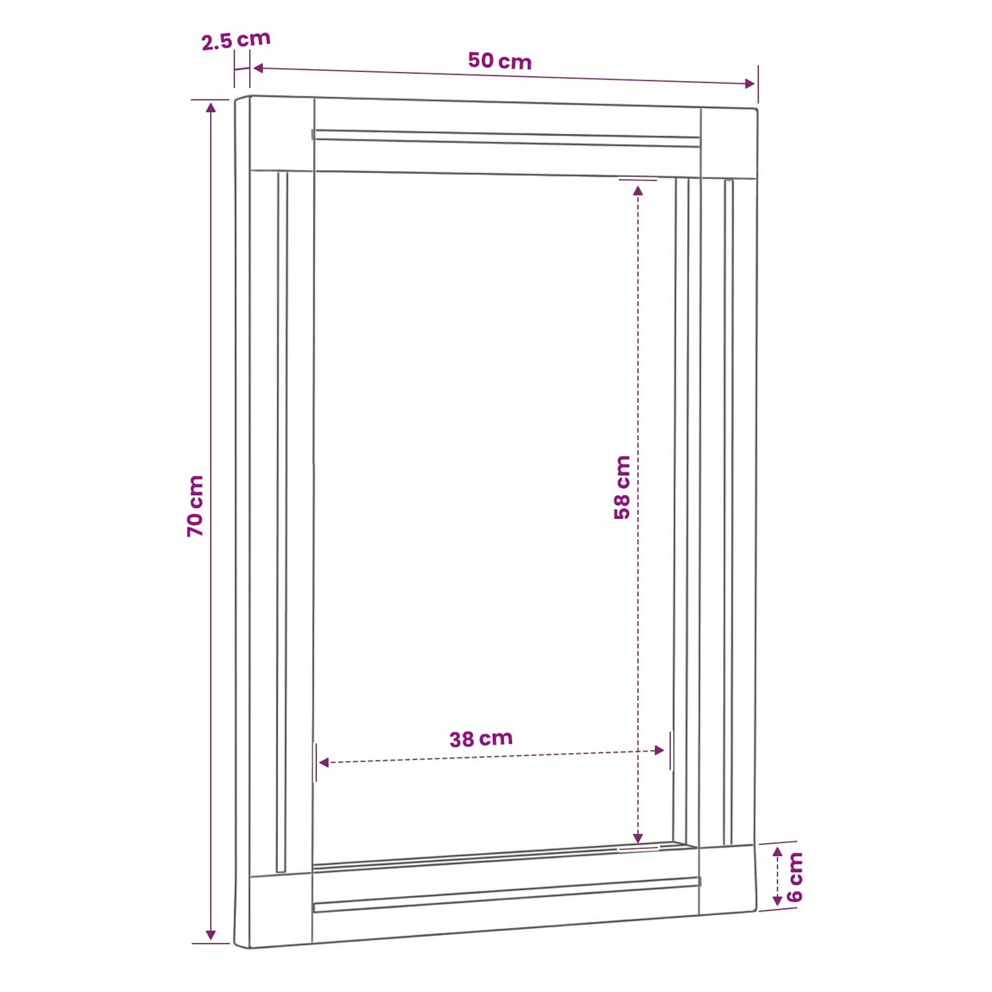 Specchio Montaggio a parete Marrone e Nero 70 x 50 x 3 cm Vetro | homemem39