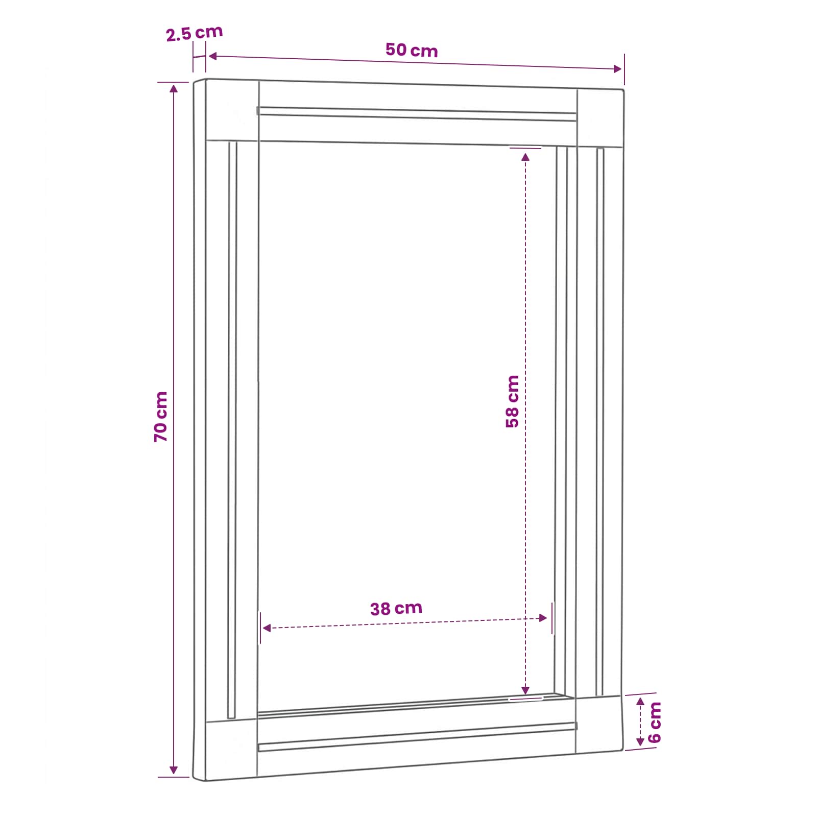 Specchio Montaggio a parete Marrone e Nero 70 x 50 x 3 cm Vetro | homemem39