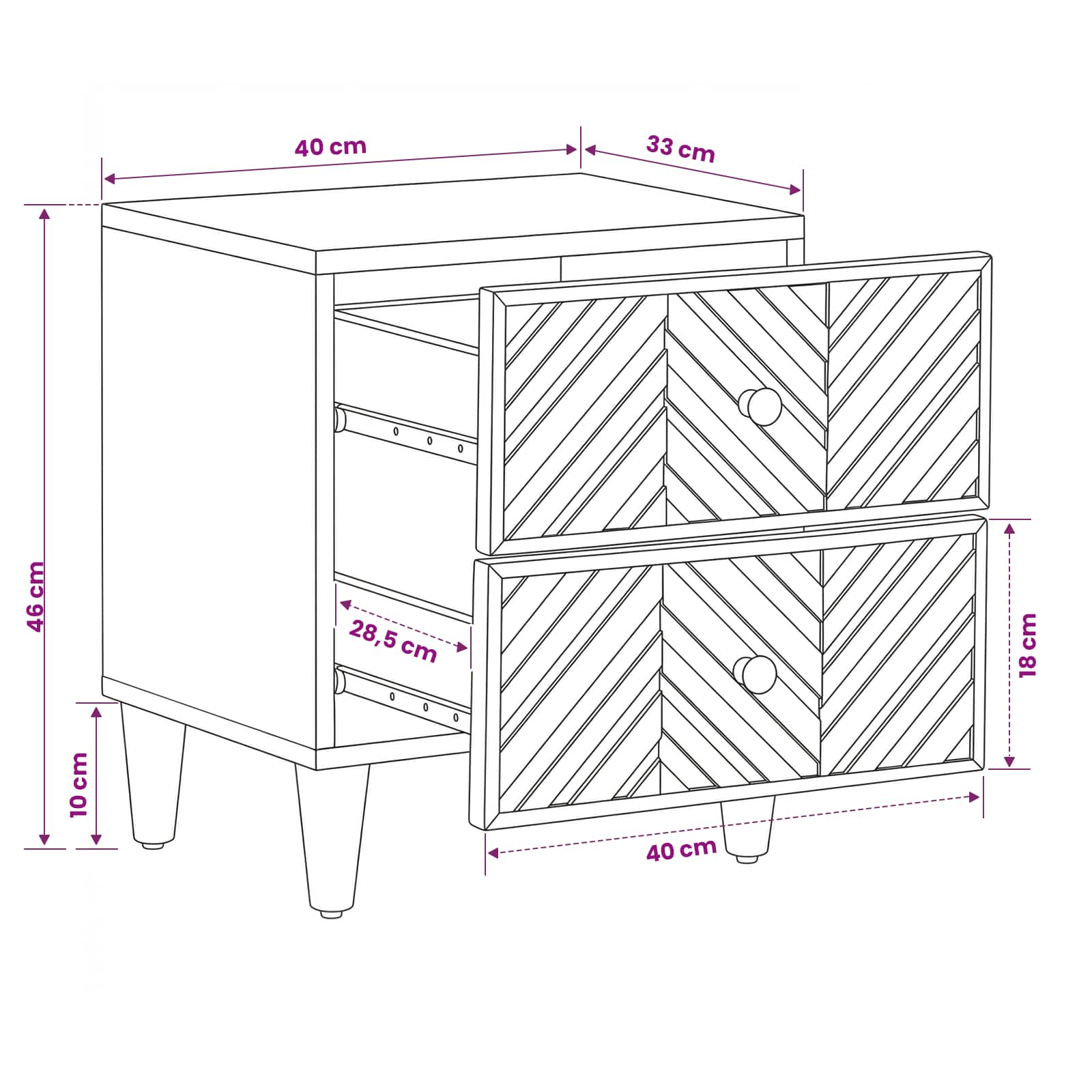Comodino 2 pcs Marrone 40 x 33,5 x 46 cm | homemem39