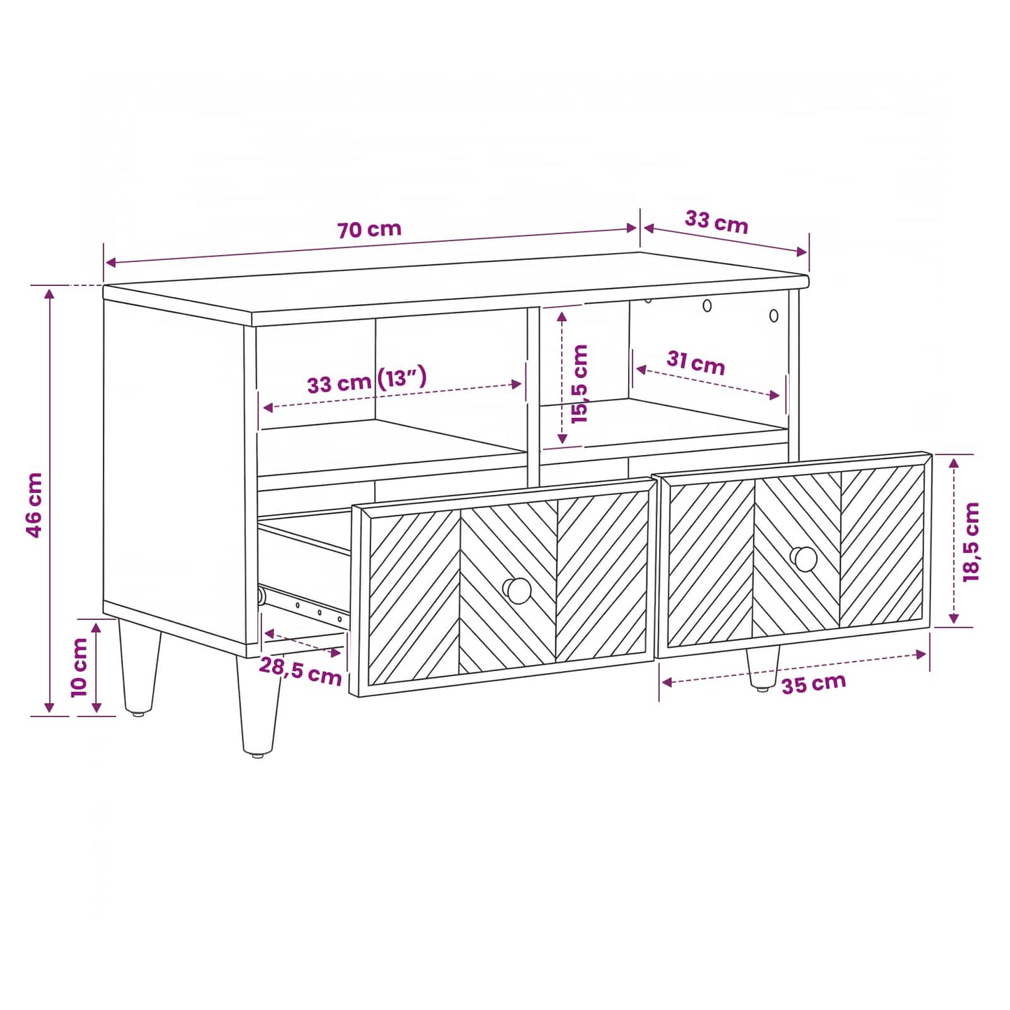 Armadi di Stoccaggio con cassetto Marrone 70 x 33,5 x 46 cm | homemem39