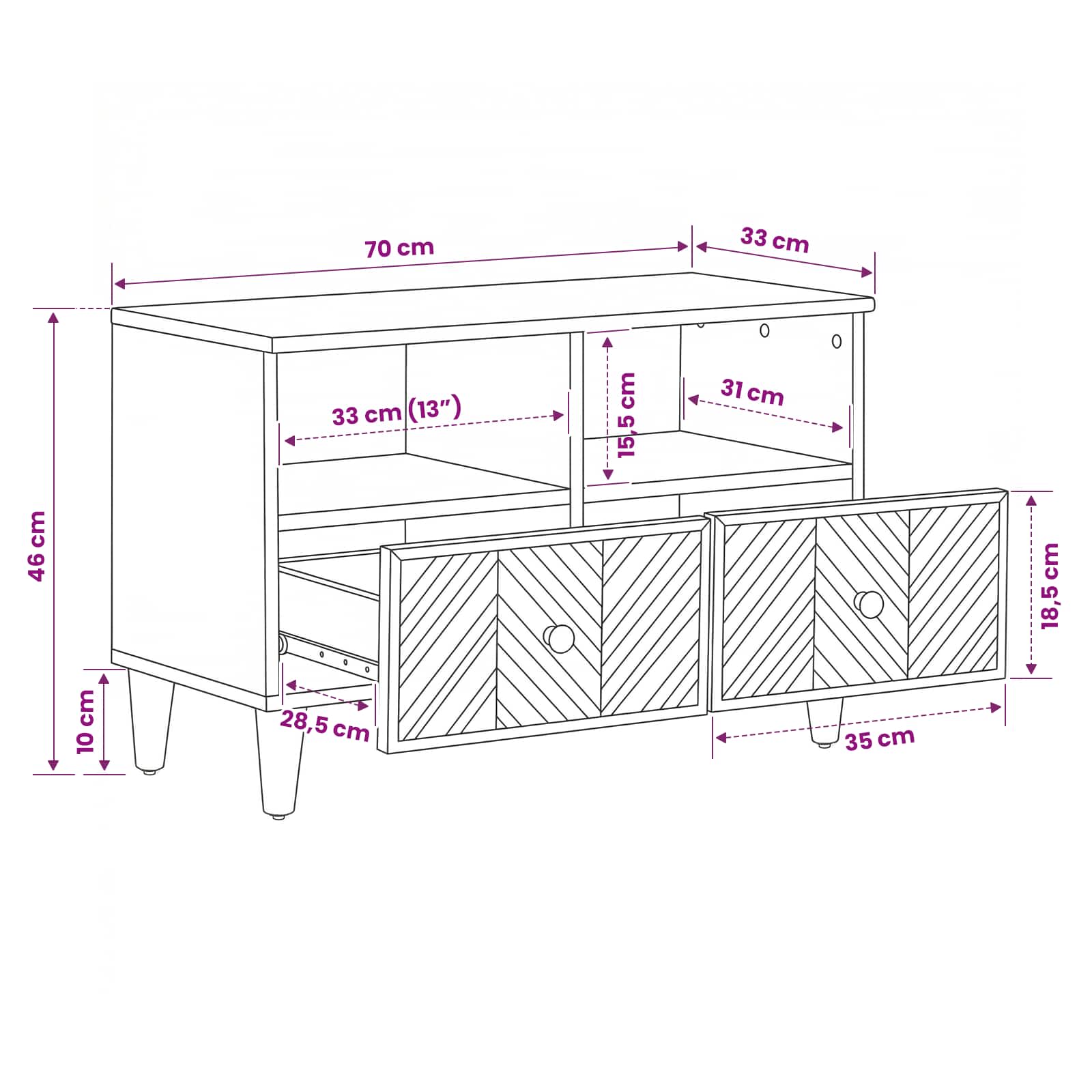 Armadi di Stoccaggio con cassetto Marrone 70 x 33,5 x 46 cm | homemem39