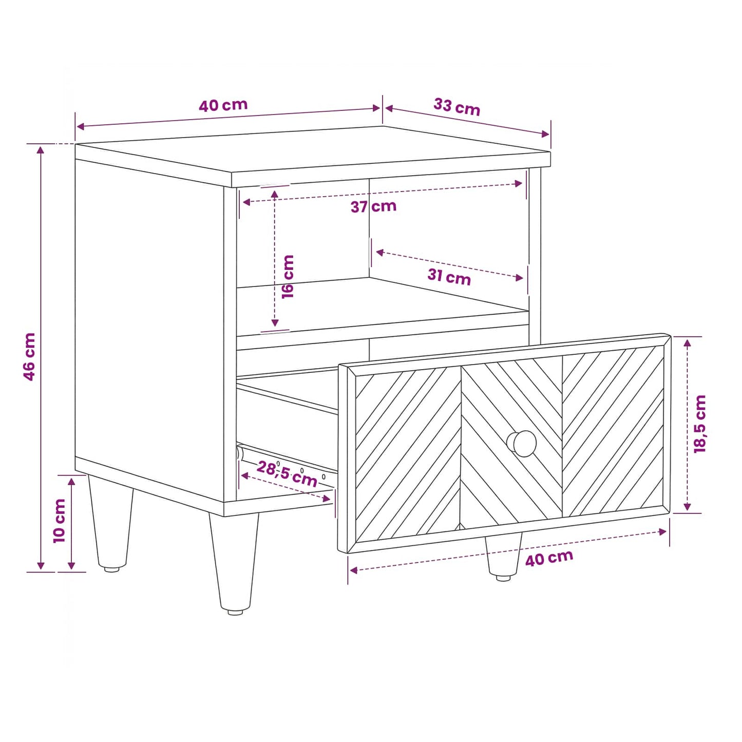 Comodino 2 pcs Marrone 50 x 33 x 60 cm Legno di mango massello | homemem39