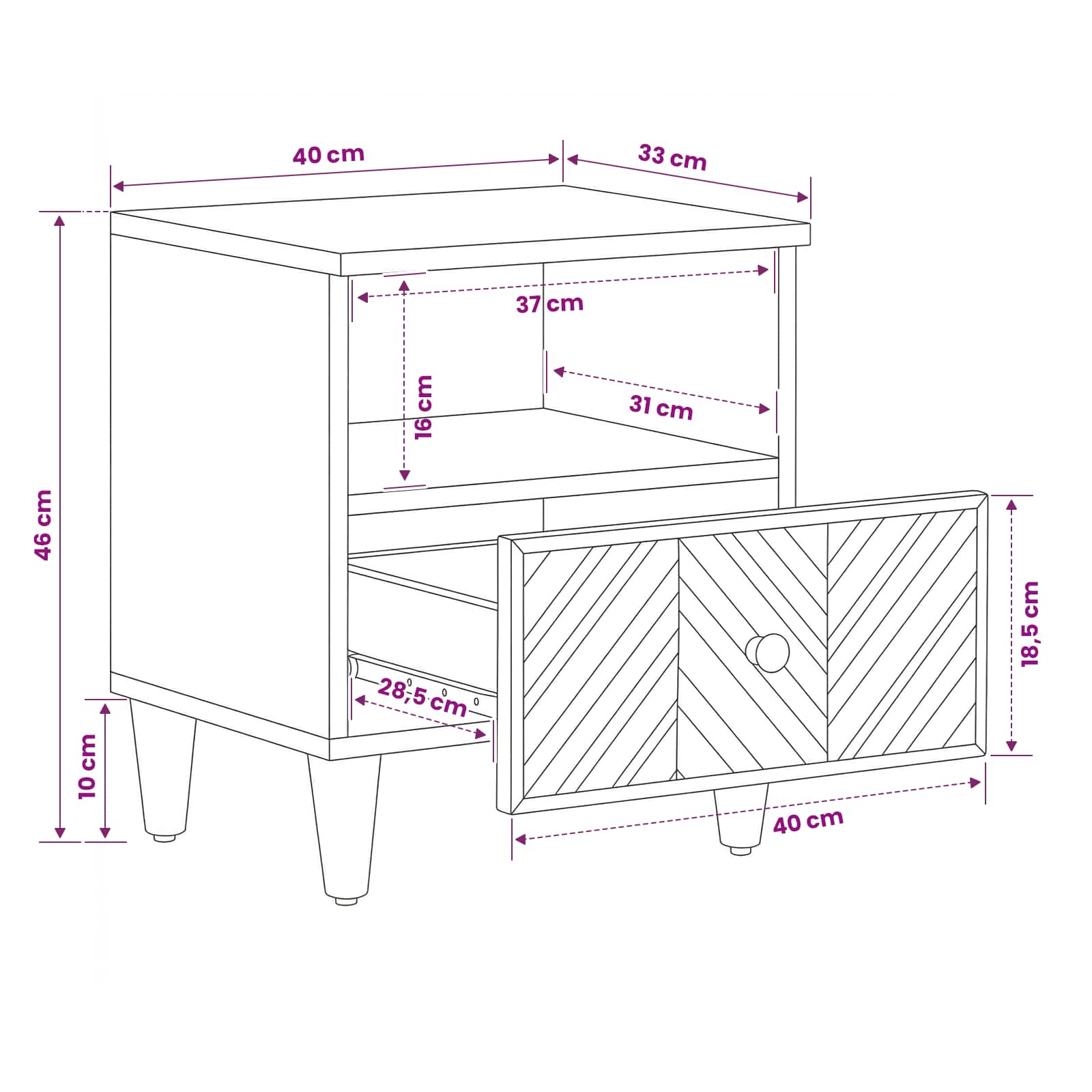 Comodino 2 pcs Marrone 50 x 33 x 60 cm Legno di mango massello | homemem39