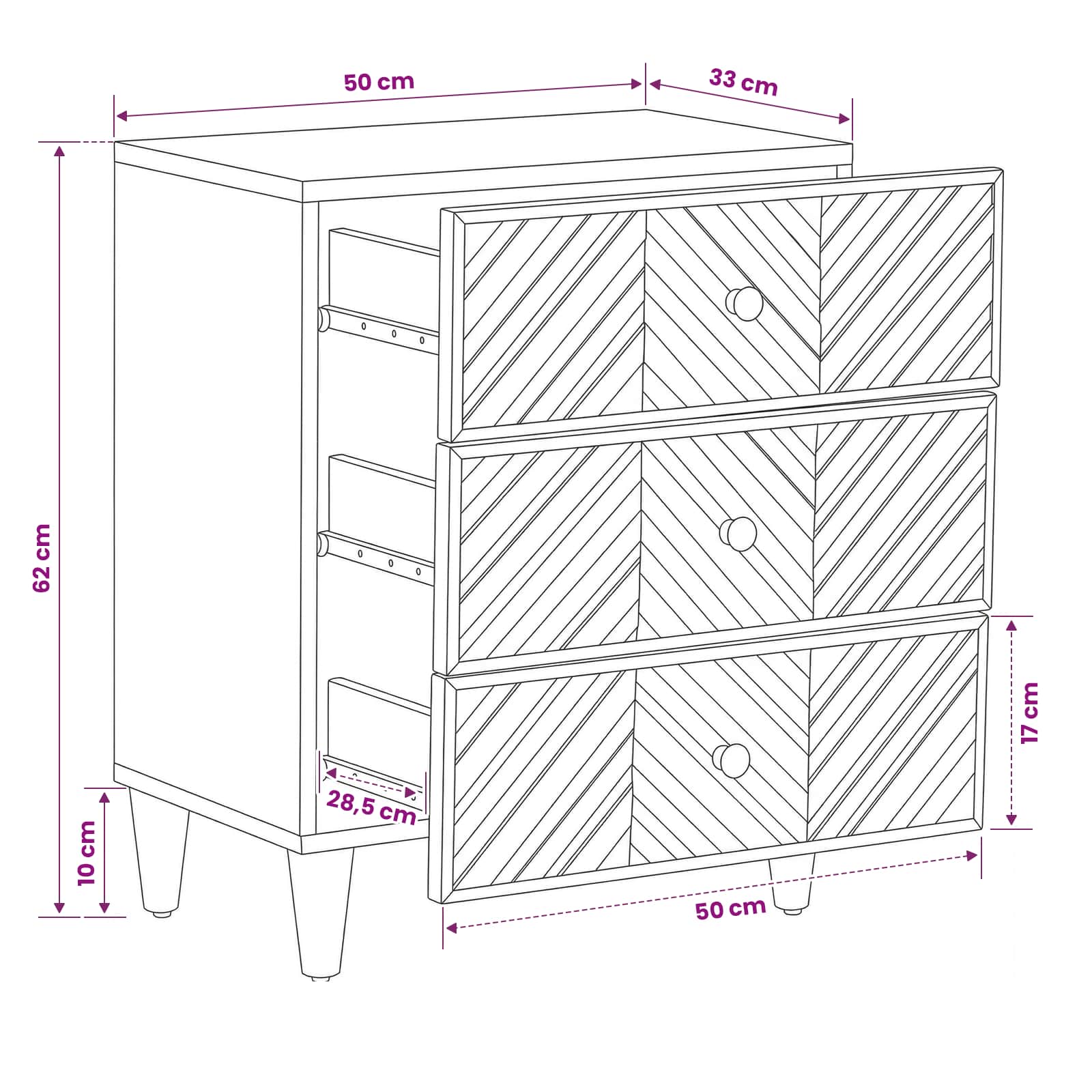 Comodino Marrone 50 x 33 x 60 cm Legno di mango massello | homemem39