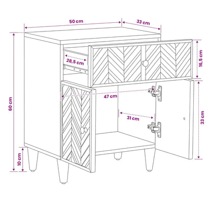 Comodino Marrone 50 x 33 x 60 cm Legno di mango massello | homemem39