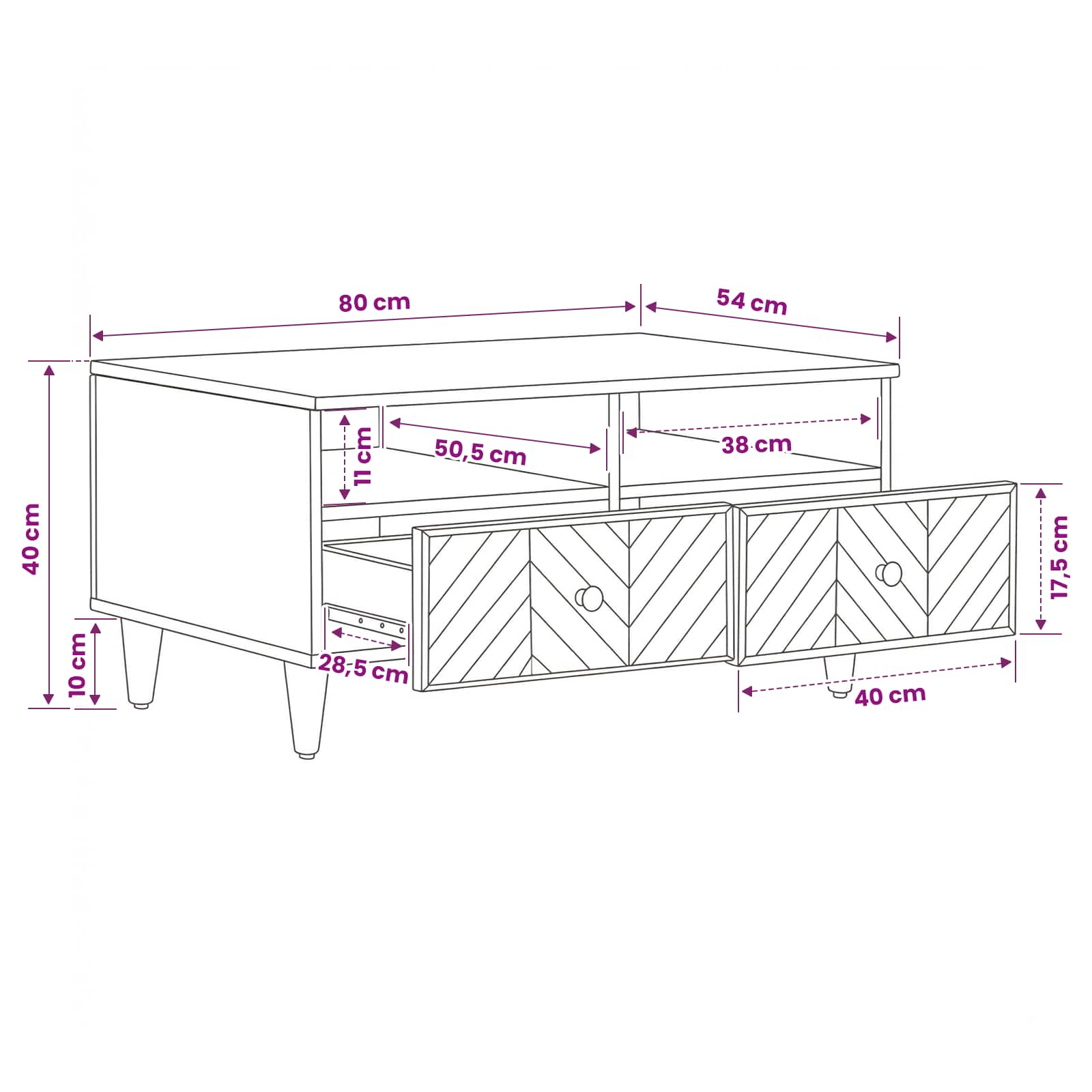 Tavolino da salotto con cassetto Marrone 80 x 54 x 40 cm | homemem39