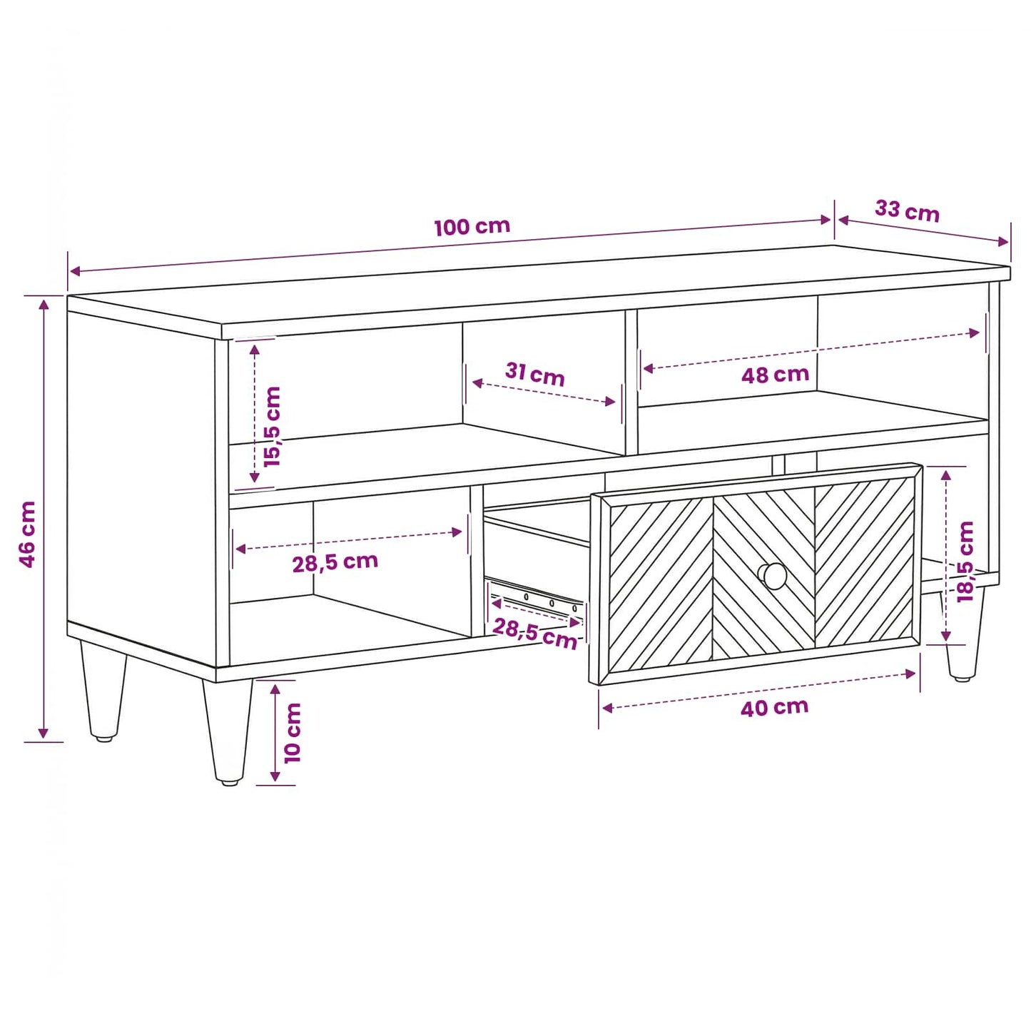 Armadi di Stoccaggio con cassetto Marrone 100 x 33,5 x 46 cm | homemem39