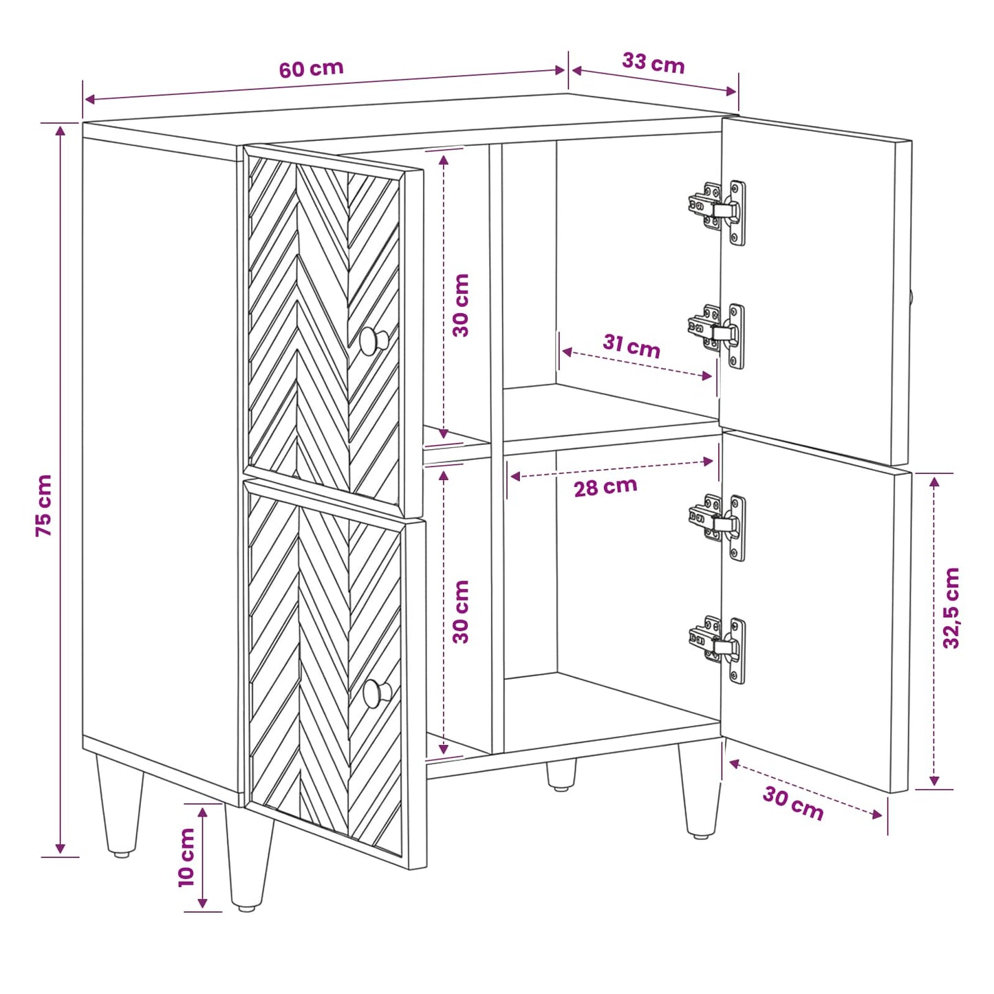 Armadi di Stoccaggio con porta Marrone 60 x 33,5 x 75 cm | homemem39
