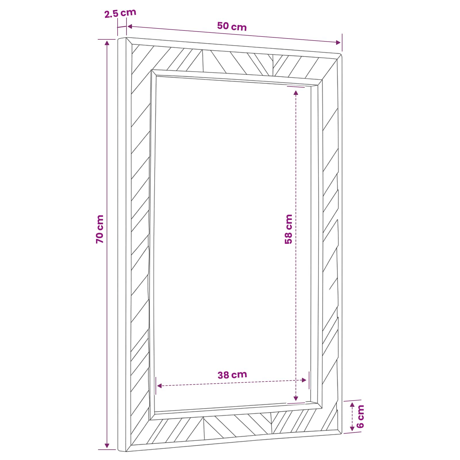 Specchio Montaggio a parete Marrone 70 x 50 x 3 cm Vetro | homemem39