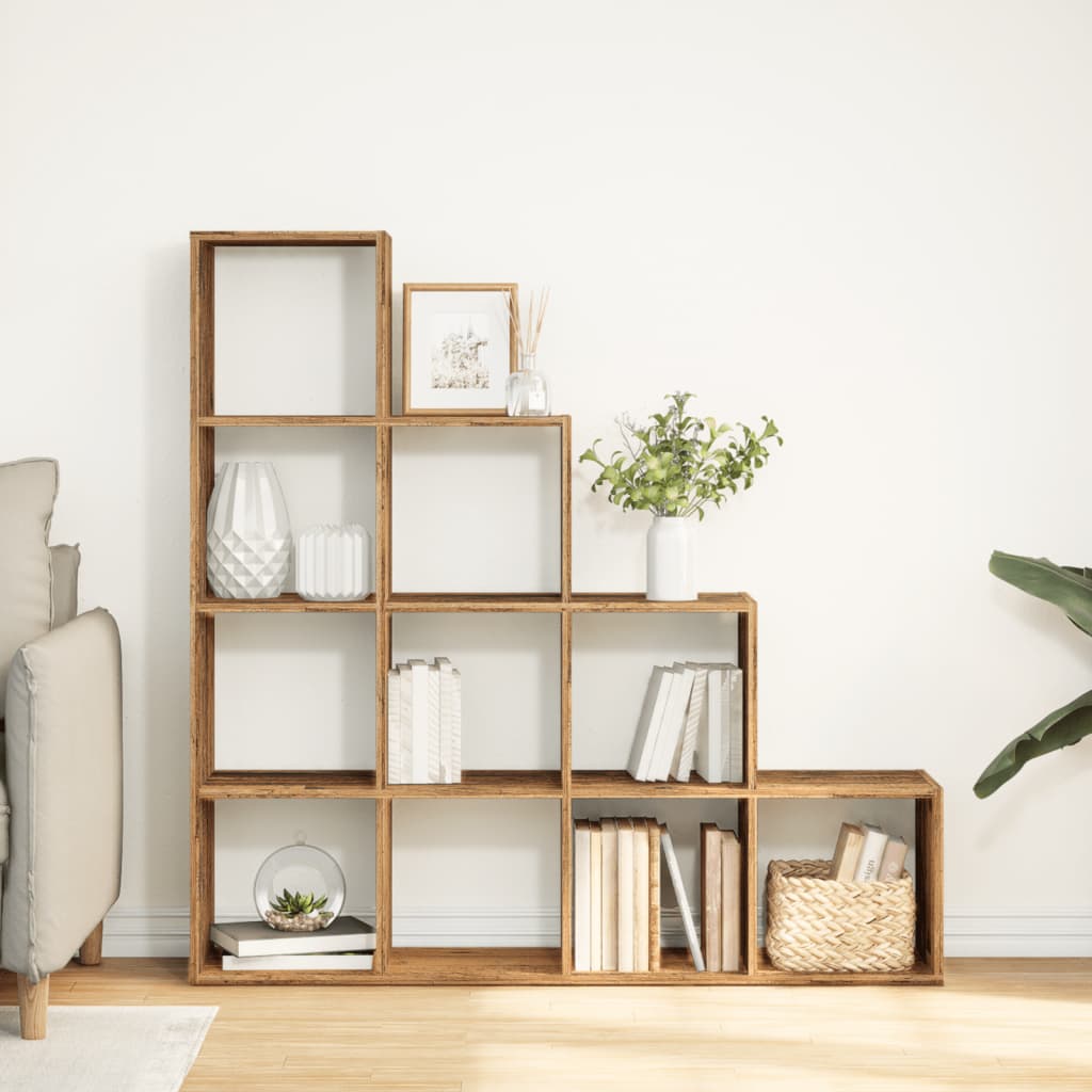 Libreria a 4 Ripiani Legno Vecchio 131,5x29x131,5 cm Truciolato | homemem39