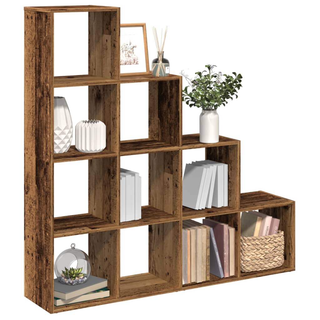 Libreria a 4 Ripiani Legno Vecchio 131,5x29x131,5 cm Truciolato | homemem39