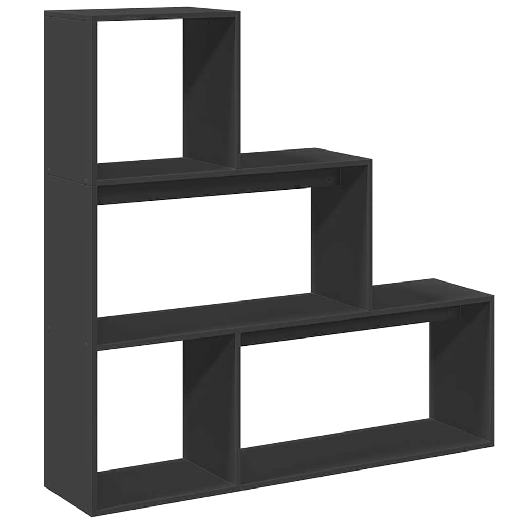 Libreria Divisorio 3 Ripiani Nera 123x29x123 cm in Truciolato | homemem39