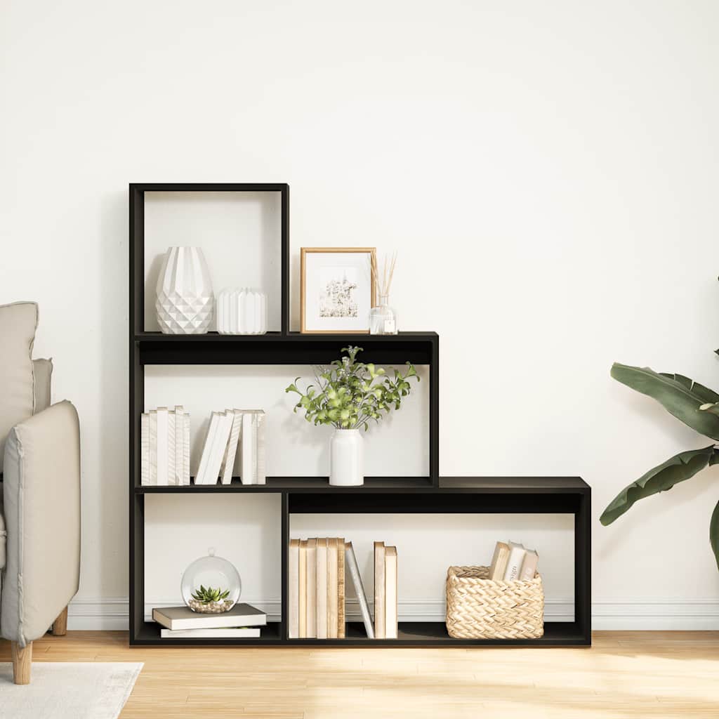 Libreria Divisorio 3 Ripiani Nera 123x29x123 cm in Truciolato | homemem39