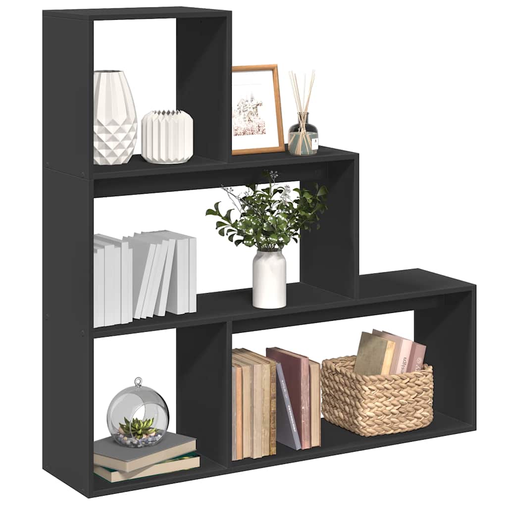 Libreria Divisorio 3 Ripiani Nera 123x29x123 cm in Truciolato | homemem39