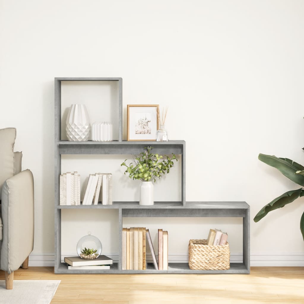 Libreria Divisorio 3Piani Grigio Cemento 123x29x123 Truciolato | homemem39