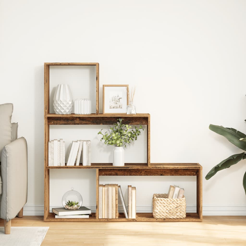 Libreria Divisorio 3Ripiani Legno Antico 123x29x123 Truciolato | homemem39