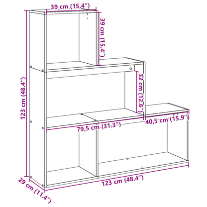Libreria Divisorio 3Ripiani Legno Antico 123x29x123 Truciolato | homemem39