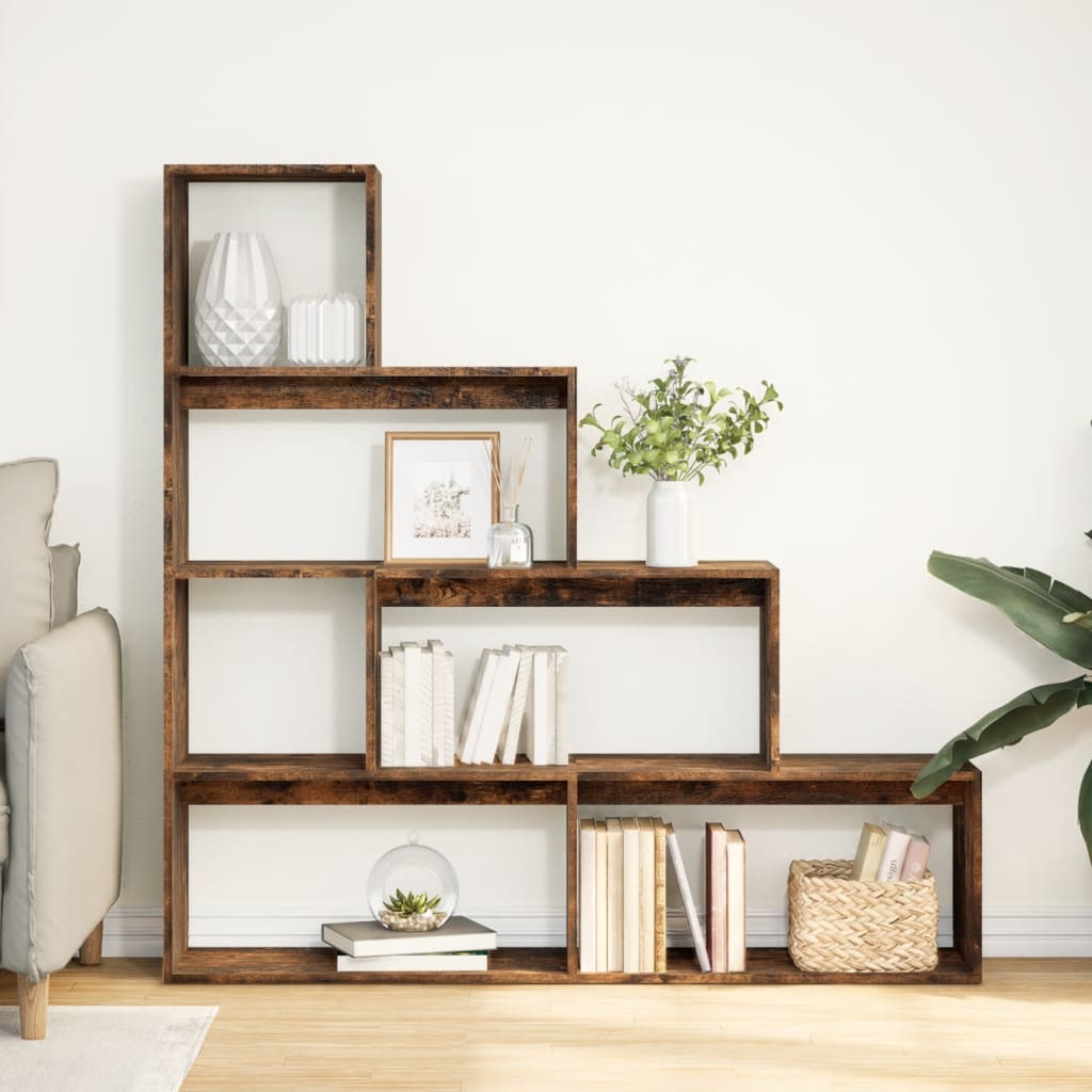 Libreria 4 Ripiani Rovere Fumo 143,5x29x143,5 cm in Truciolato | homemem39