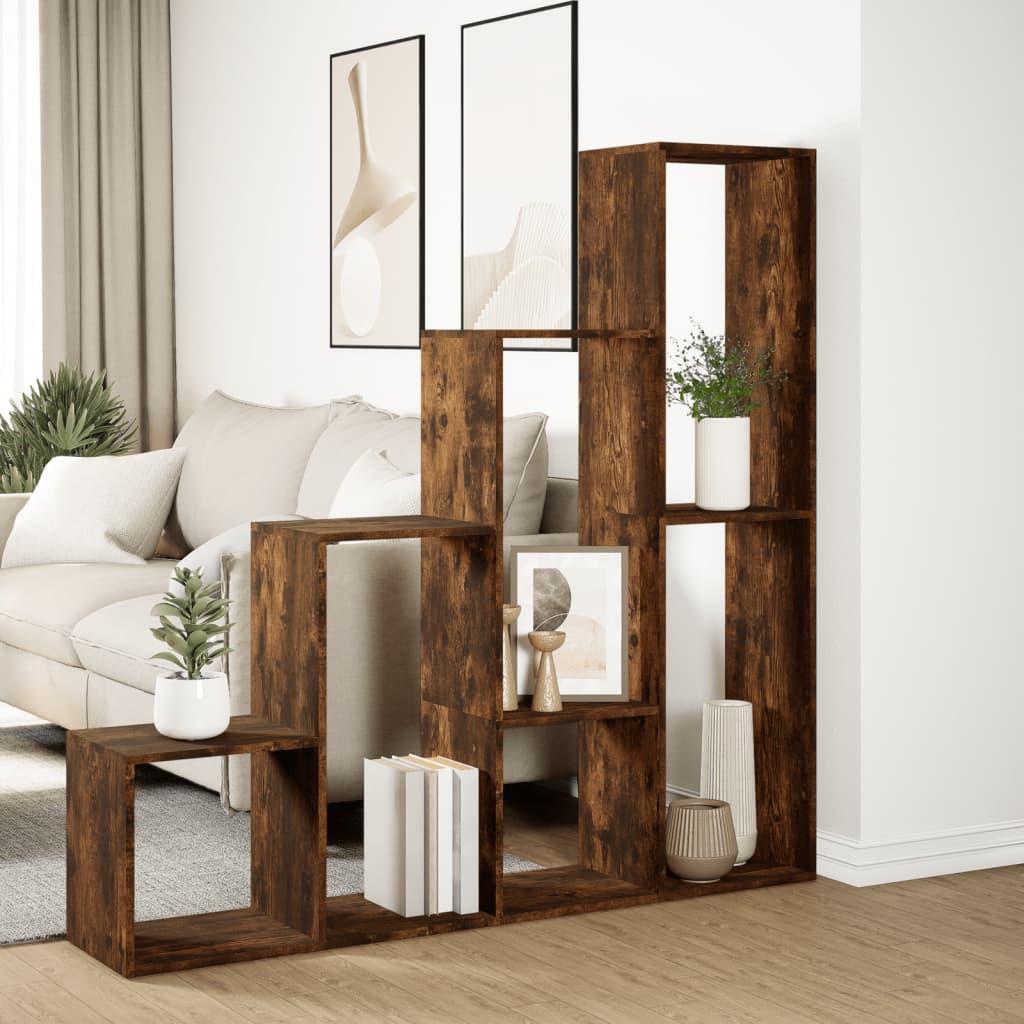 Libreria 4 Ripiani Rovere Fumo 143,5x29x143,5 cm in Truciolato - homemem39