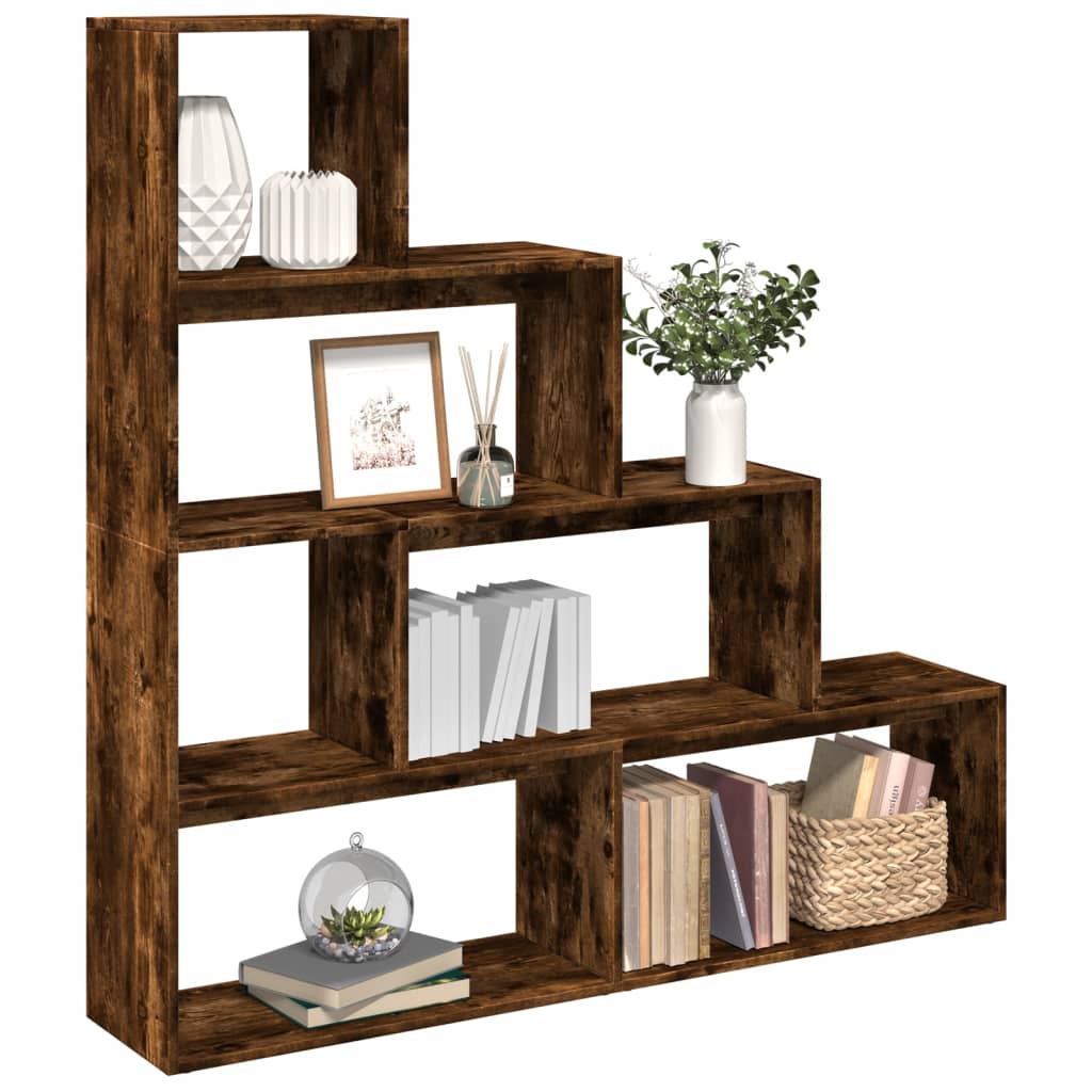Libreria 4 Ripiani Rovere Fumo 143,5x29x143,5 cm in Truciolato | homemem39