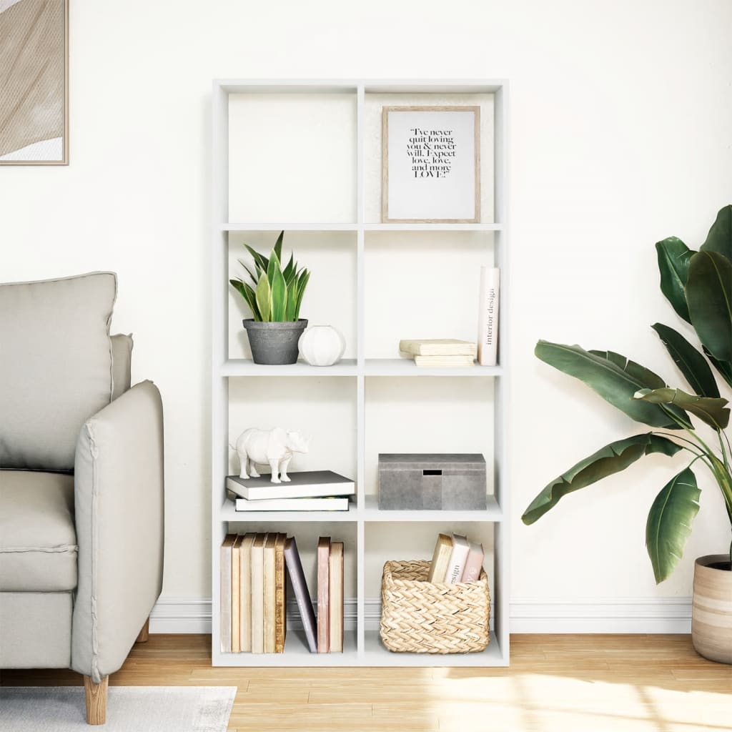 Libreria divisoria bianca 69,5x29x137,5 cm in legno ingegnerizzato | homemem39