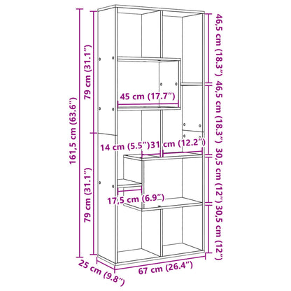 Libreria Divisorio Rovere Fumo 67x25x161,5 cm in Truciolato | homemem39