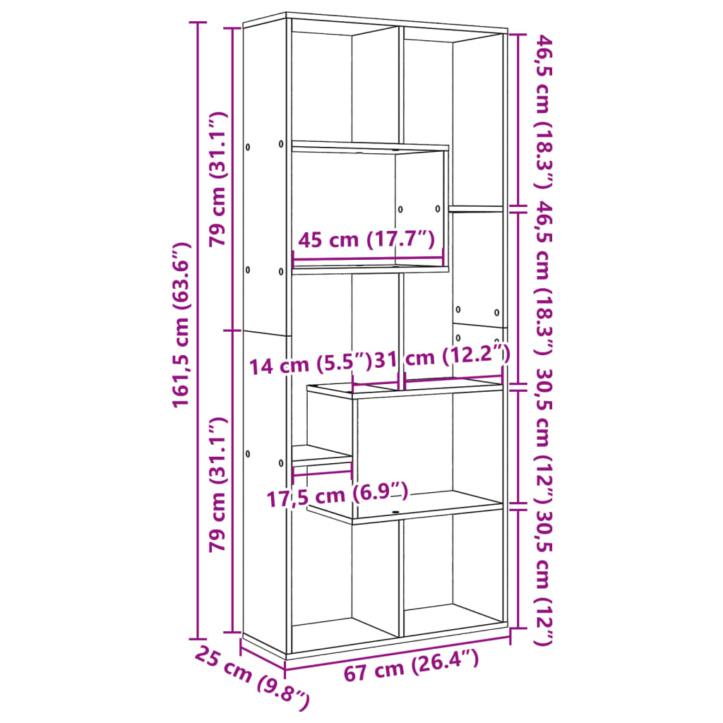 Libreria Divisorio Grigio Sonoma 67x25x161,5 cm in Truciolato | homemem39