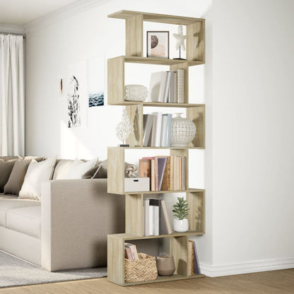Libreria Divisorio 6 Ripiani Sonoma 70x24x193 cm in Truciolato | homemem39