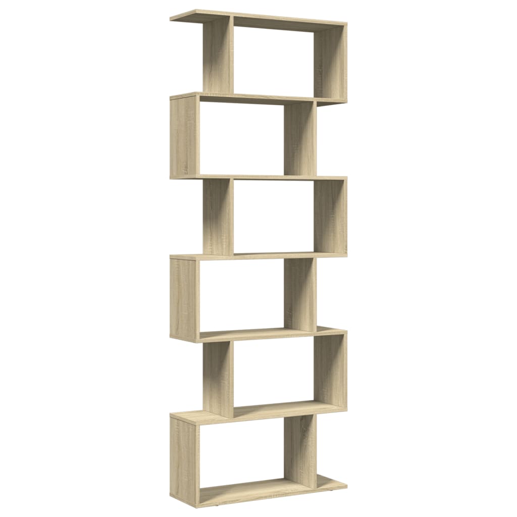 Libreria Divisorio 6 Ripiani Sonoma 70x24x193 cm in Truciolato | homemem39